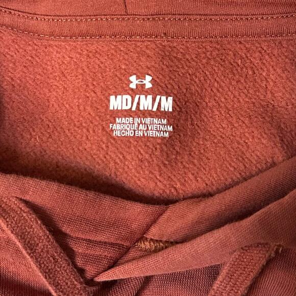 Under Armour Men's OrangeFleece Hoodie Size M Pullover with Wordmark - Picture 2 of 7